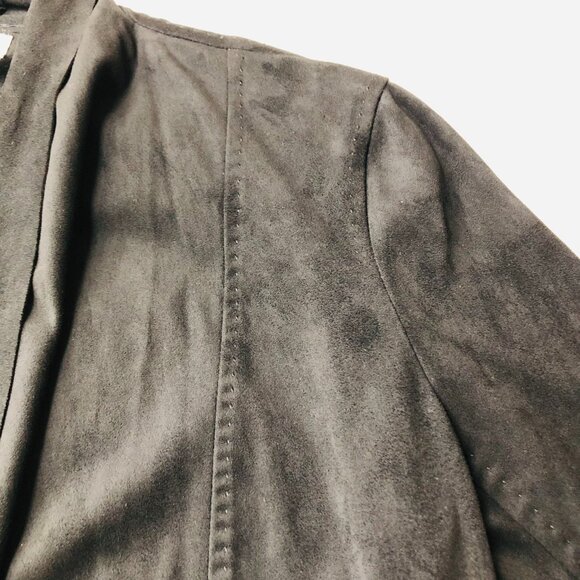 Max Studio Faux Suede Open Front Draped Jacket Black Size S Pocket Stretchy - Picture 5 of 15